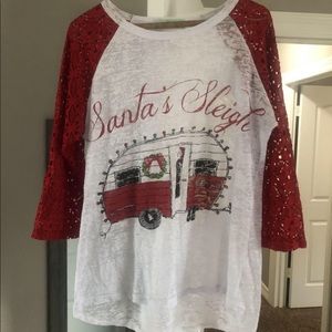 Boutique Christmas top Santa’s sleigh